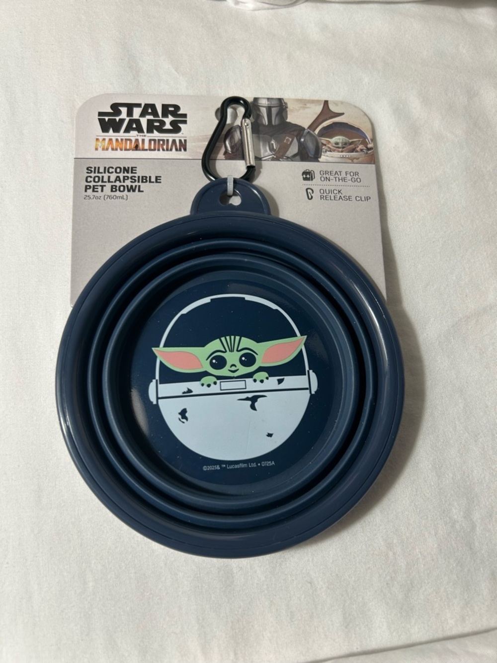 Star Wars Navy Silicone Collapsible Pet Bowl with Grogu Graphic